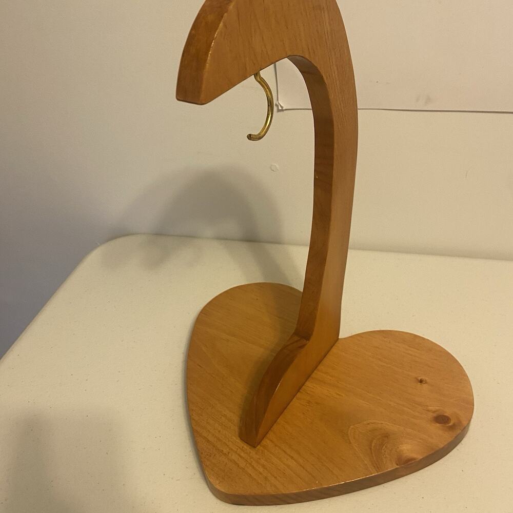 Oak Wood Heart Shaped Decor Base Banana Tree Holder with Hook 15”tall 11” base - Picture 5 of 5